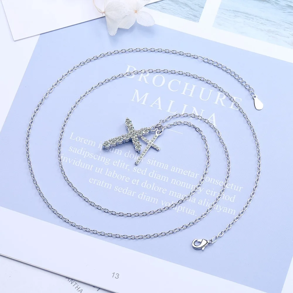 Женское ожерелье из серебра 925 пробы с цирконом