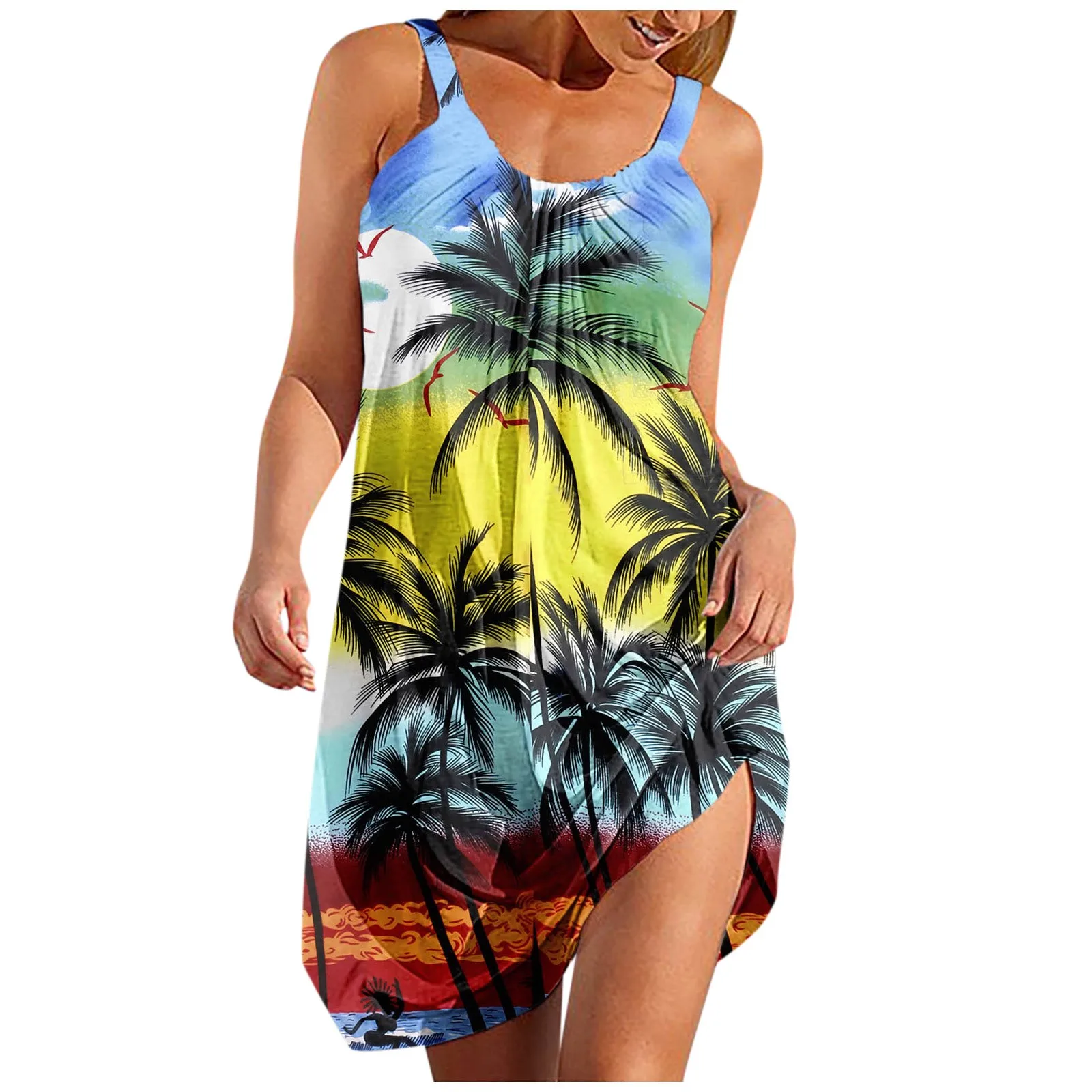 

Женское летнее платье без бретелек, с принтом