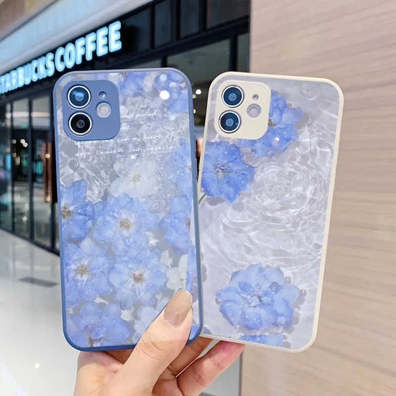 

Чехол для телефона с водными цветами для IPhone 14, 13, 12, 11 Pro Max, X, XR, XS, 8, 7 Plus, чехол для телефона из жидкого стекла