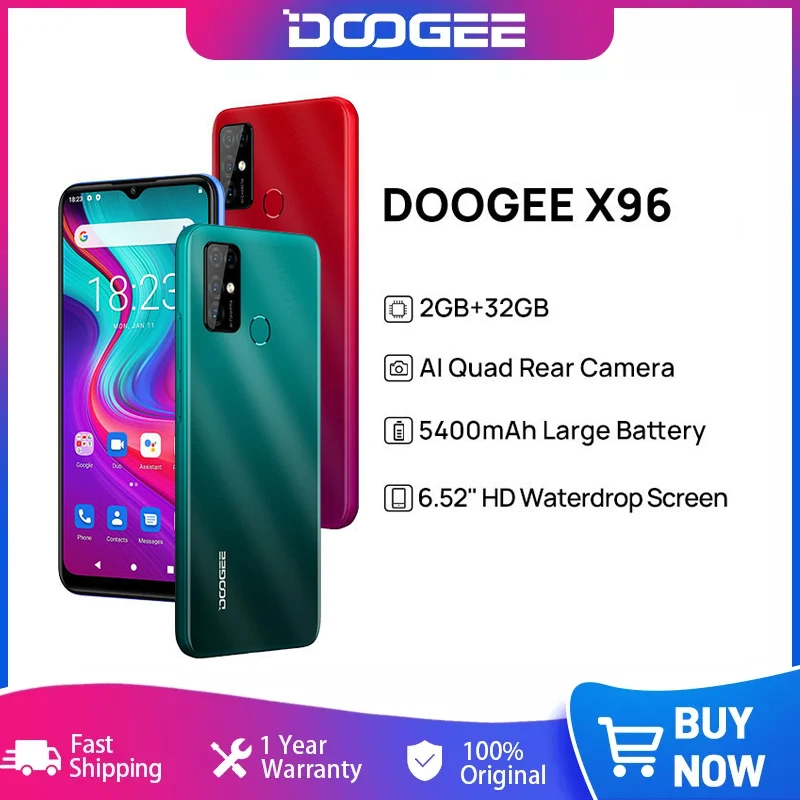 

DOOGEE X96 Cellphones 6.52"HD Waterdrop Screen 2GB RAM 32GB ROM Octa Core 13MP Quad Camera Smartphones 5400mAh Mobile Phone
