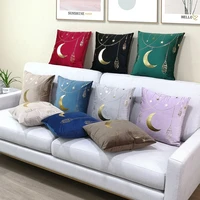 gold printed moon pattern pillowcase ramadan decoration sofa velvet cushion cover soft pillow cover for living room home decor