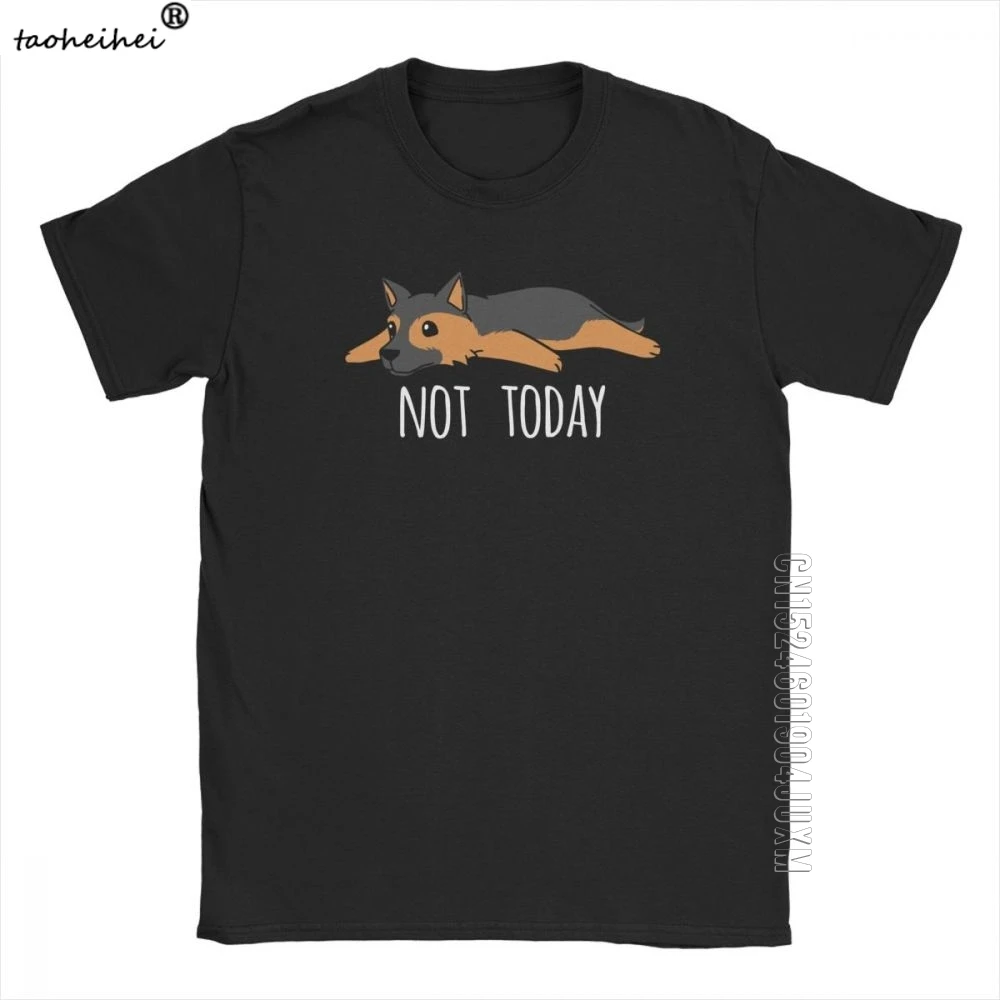 

Винтажная Мужская футболка с забавной надписью Not Today и принтом немецкой овчарки, дизайнерские топы, футболки из чистого хлопка с круглым вы...