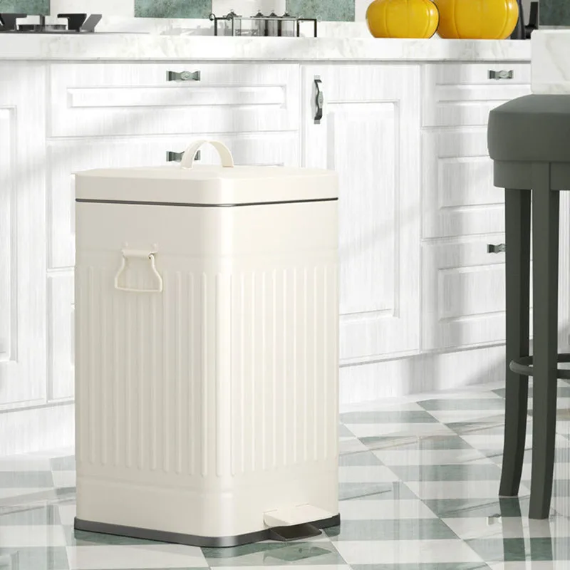 

Metal Kitchen 30 Liter Trash Can Living Room Lid Nordic Fashion Office Toilet Trash Can Outdoor Touch Poubelle Household Items