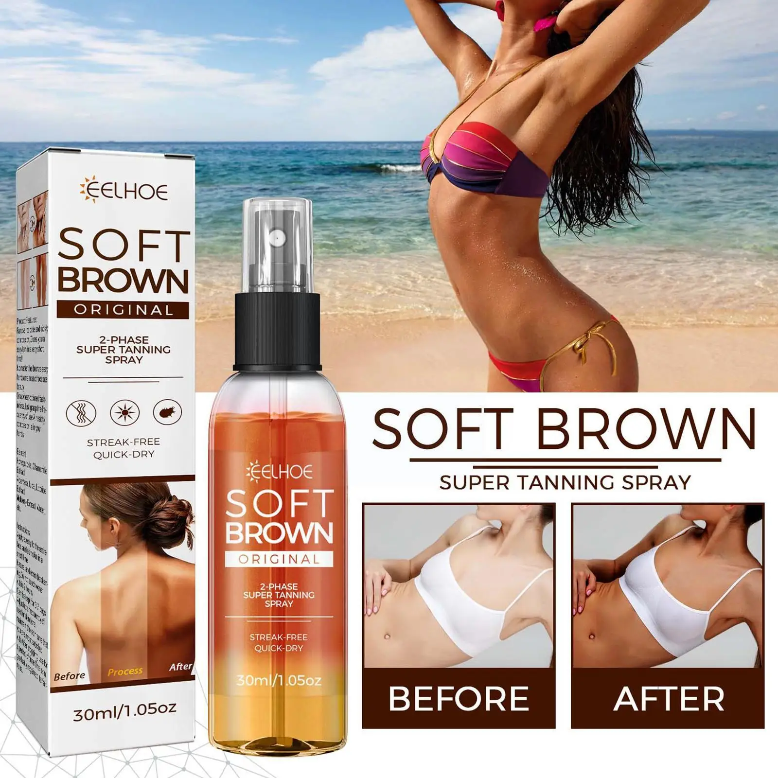 

Self Tanning Mousse Spray Fast Body Face Self Tanner Tan Sunless Mak Makeup 30ml Color Foundation Cream Wheat Solarium Fake P1S6