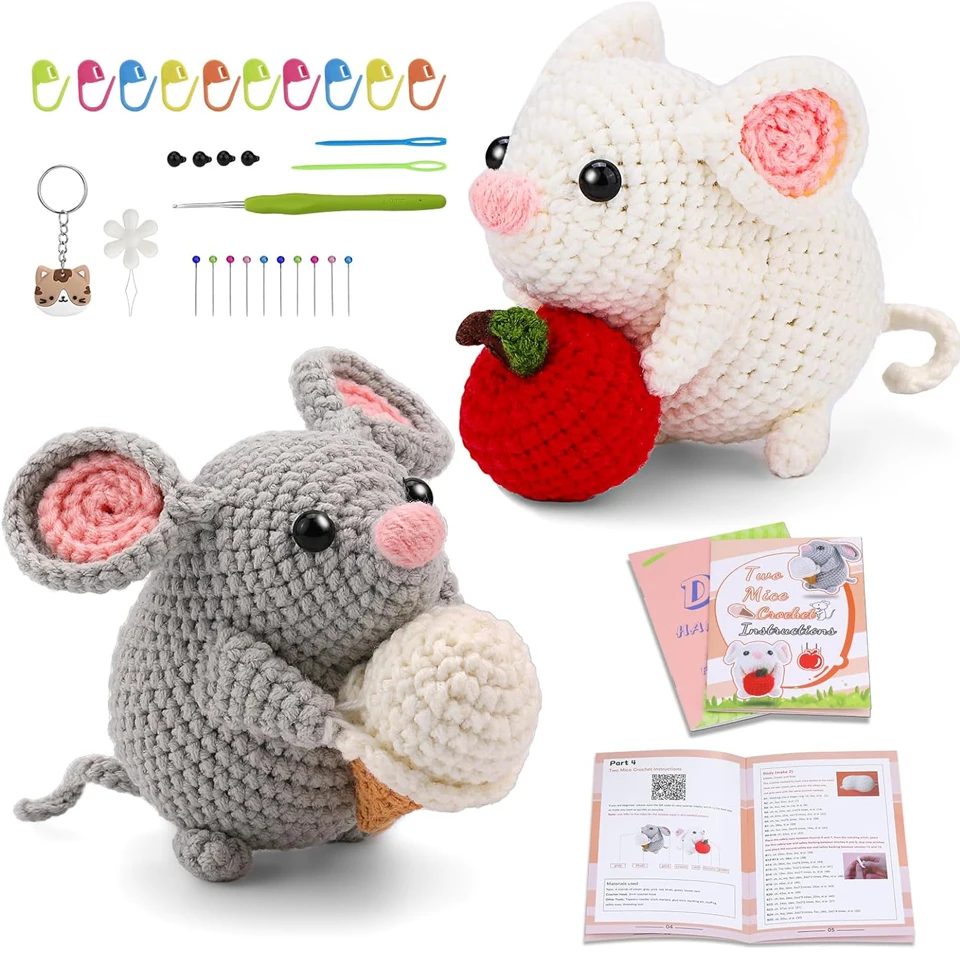Наборы для вязания крючком 2 хомяка с пошаговыми инструкциями набор начинающих
