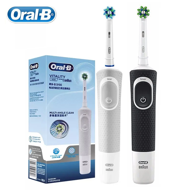 

Зубная щетка Oral B Vitality 2D, электрическая Водонепроницаемая перезаряжаемая со смарт-таймером и функцией CrossAction, IPX7, 2 минуты