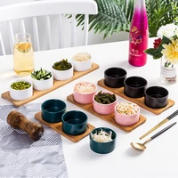 creative japanese salad bowl food tray set ceramics seasoning small dish round plate snack dried fruit cake plate decor tray