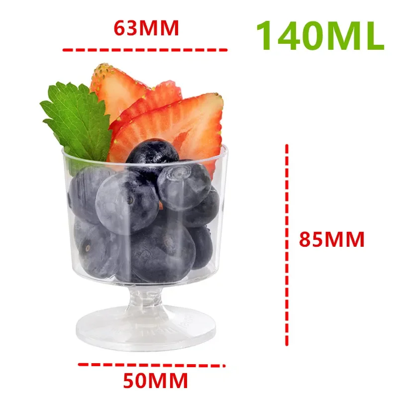 

2023 40pcs Plastic Dessert Cups 140ML Mini Round shape Disposable Mousse Ice Cream Pudding Party Supplied Appetizer Cups Disposa