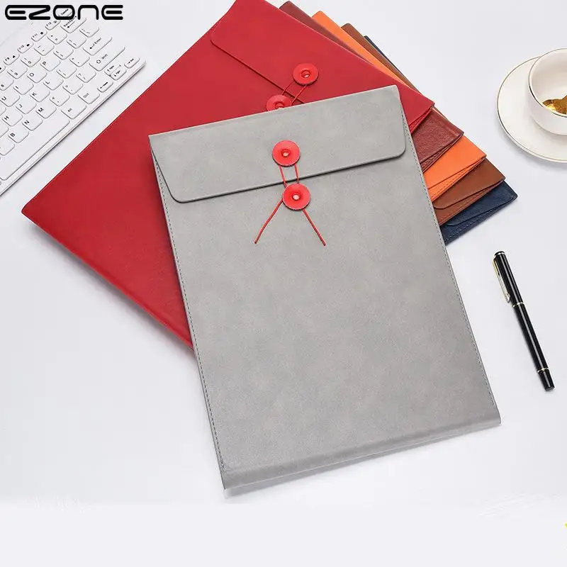 EZONE A4 Leather File Folder Business Document Bag Contract Bill Portfolio Desk Organizer Folder for Documents Office Supplies