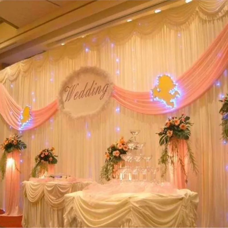 

Top selling 20ft*10ft white-pink elegance wedding backdrops , stage backdrops