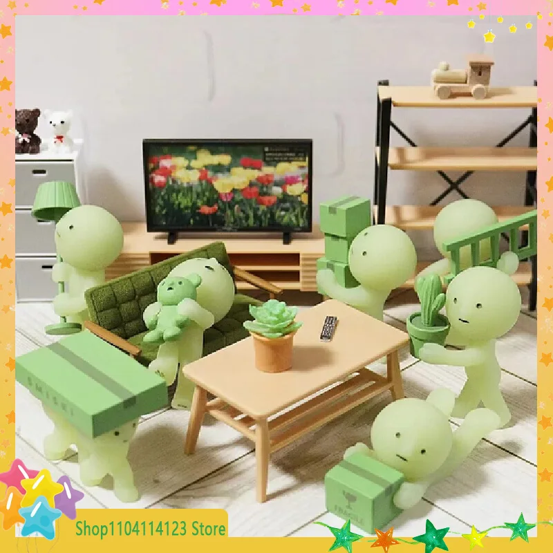 Smiski Blind Box Moving Series Серебристая зелёная фигурка