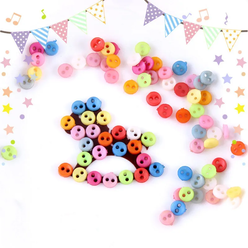 

1000pcs Multi Mixed 4mm Mini Plastic Round Circle Buttons For Dolls Soft Toys Clothes Sewing 2 Holes Dollmaking Accessories