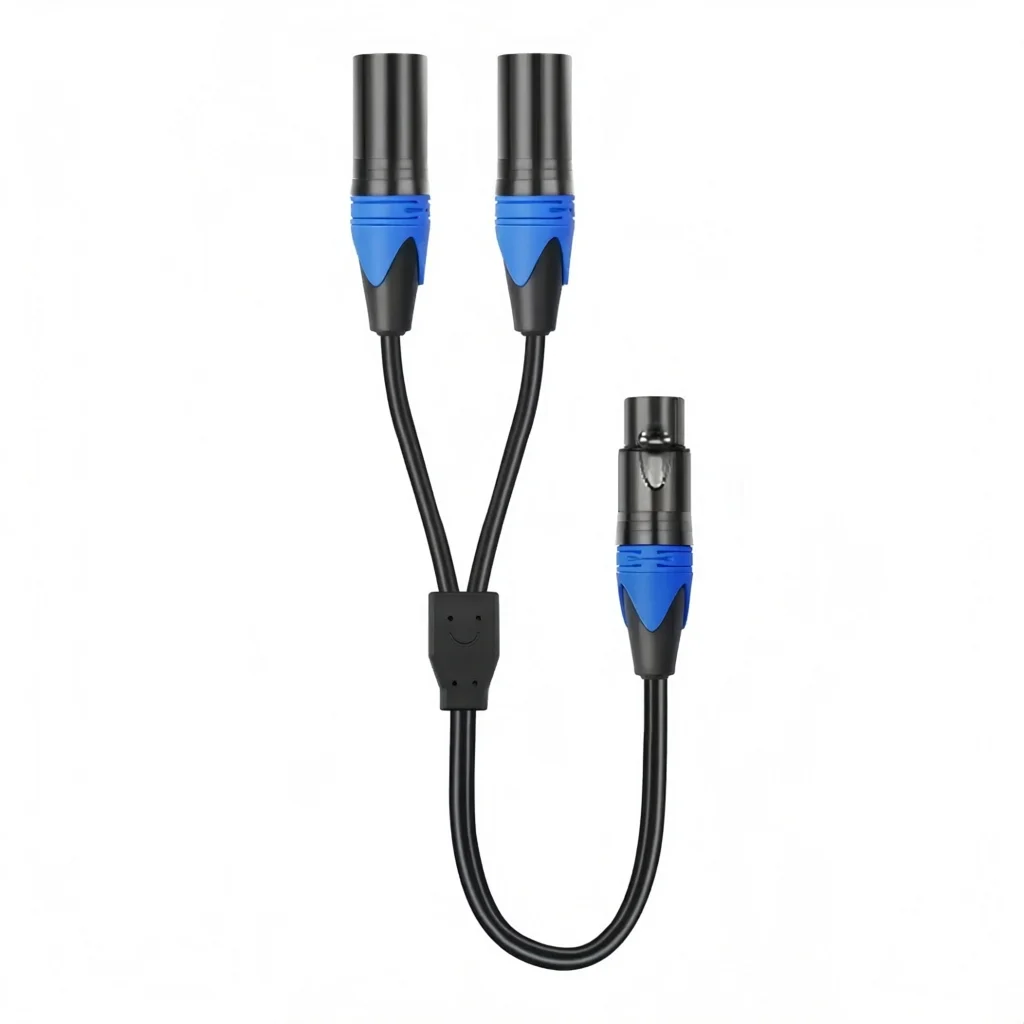 Фото 3-контактный XLR Y-сплиттер аудиокабель, 1 XLR гнездо на два XLR штекера, разветвител для микрофона, усилителя, аудиомикшера, сцены. №2