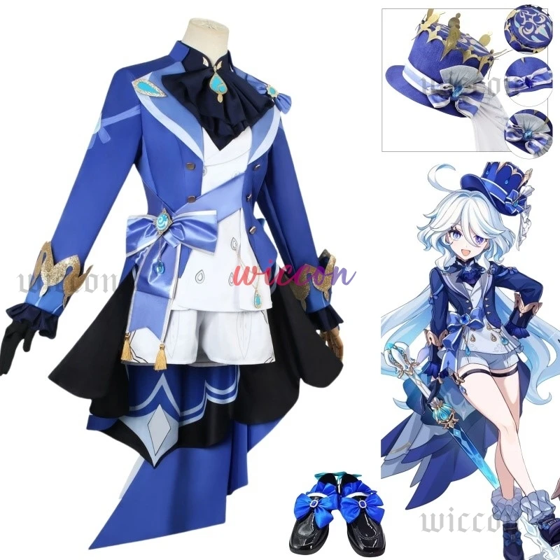 Fontaine Furina Focalors Cosplay Costume Genshin Impact Uniform Wig Hat Comic Con