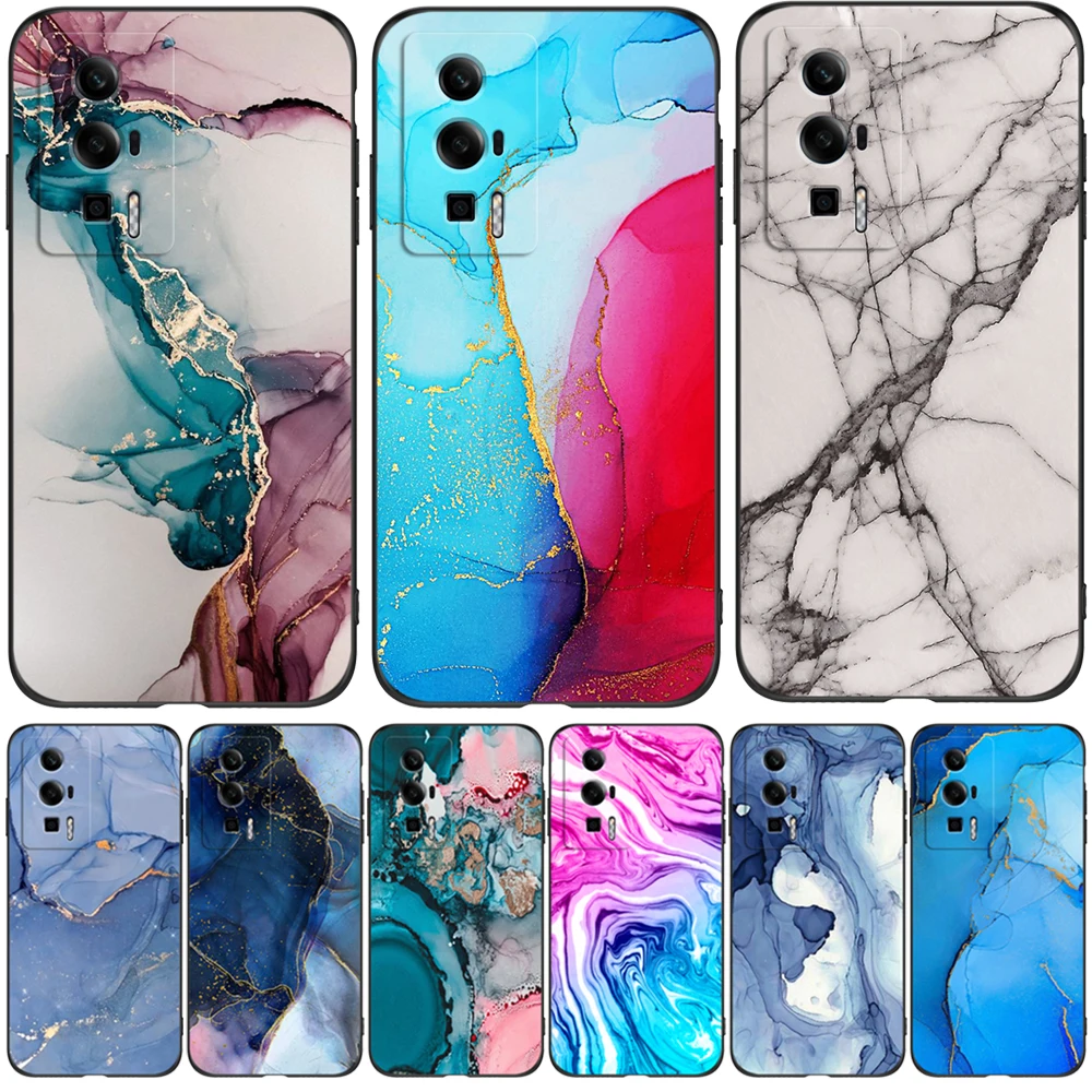 Чехол для Xiaomi POCO F5 Pro 5G k60 K60PRO, силиконовая задняя крышка для телефона, черный чехол из ТПУ с модным мраморным рисунком