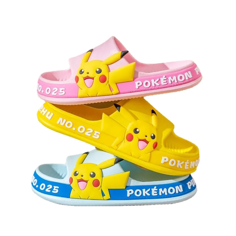 

Pokemon kawaii children's slippers four seasons soft bottom bath non-slip boy cartoon cute anime Pikachu sandals holiday gift