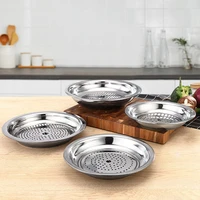 stainless steel dumpling plate with vinegar plate with drain double layer household dumpling plate disc tray barbecue dish