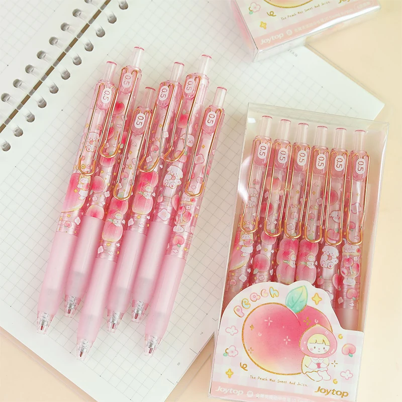 

1 шт. 0,5 мм свежая розовая гелевая ручка персик кавайная ручка с клубничным фруктом нейтральная ручка милые школьные письменные принадлежно...