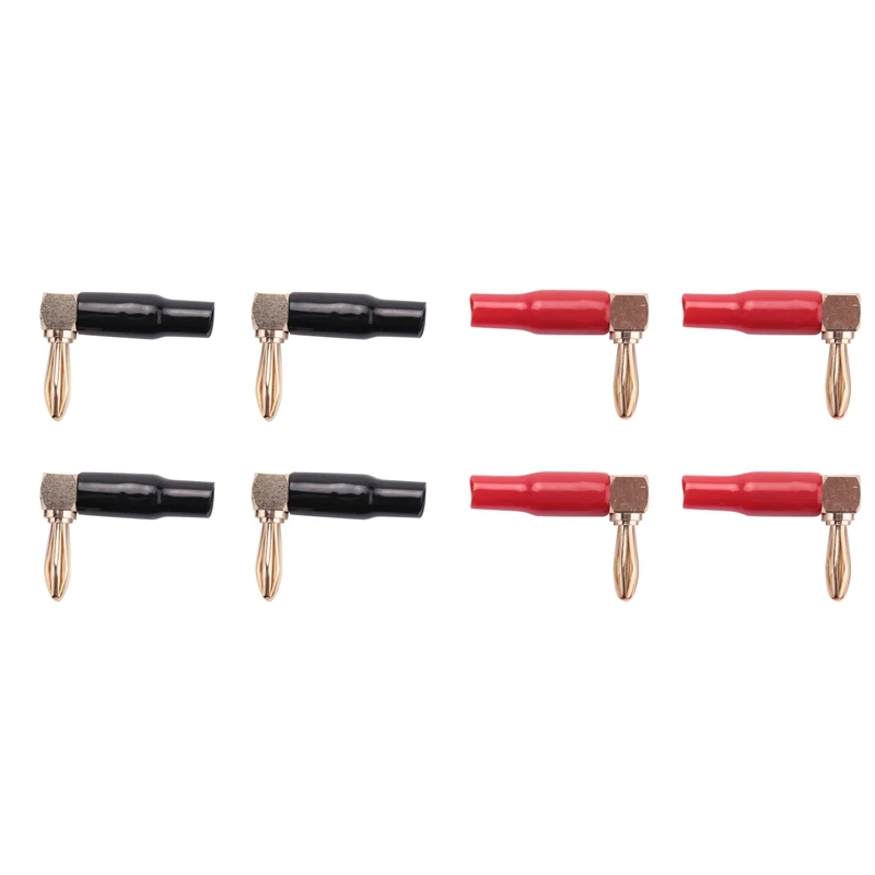 

8Pcs 4Mm Banana Plug Speaker Wires Connector Adapter 24K Gold Plated Screw Type Pure Copper Right Angle Banana Plugs