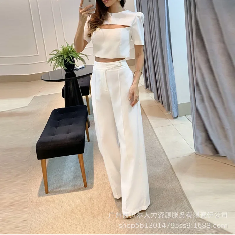 Женские однотонные брюки 2-Pie с короткими рукавами и вырезами на груди широкими