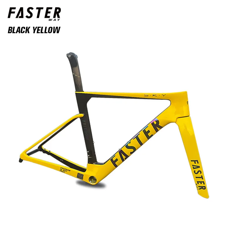 Фото Новая модель T47 FASTERWAY Freedom Frameset Карбоновая дорожная рама для велосипеда с вилкой, зажим для подседельного штыря, гарнитура, руль 32C, дисковый тормоз №3