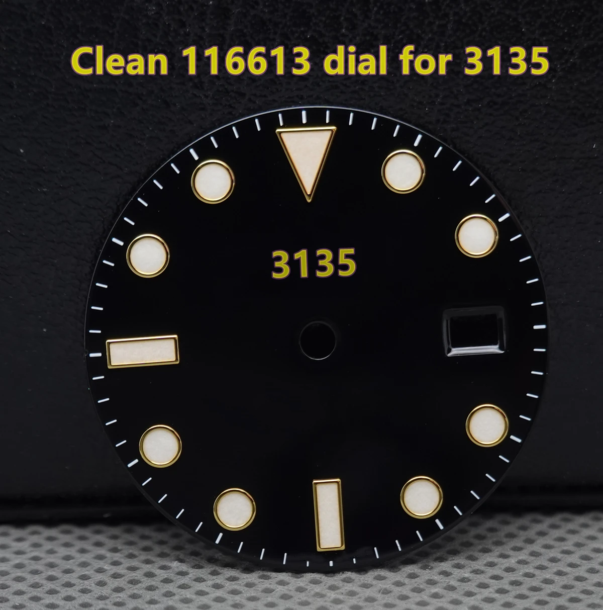 

Clean factory made 27.4 mm gold black dial for 3135 movement 116613 blue lumen sub 40mm