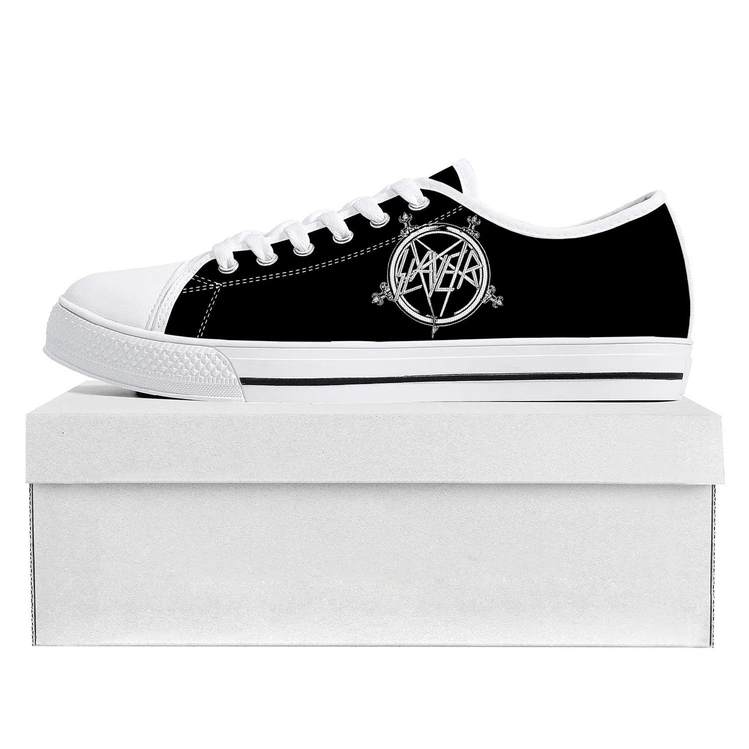

Slayer Heavy Metal Rock Band Low Top High Quality Sneakers Mens Womens Teenager Canvas Sneaker Casual Couple Shoe Custom Shoe
