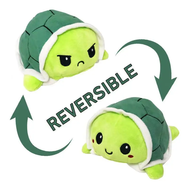 

Cute Turtle Kawaii Emotion Flip Cuttlefish Toy Stuffed Plush Angry Flip Happy Toy Double-Sided Colorful Animal Doll Popular Gift