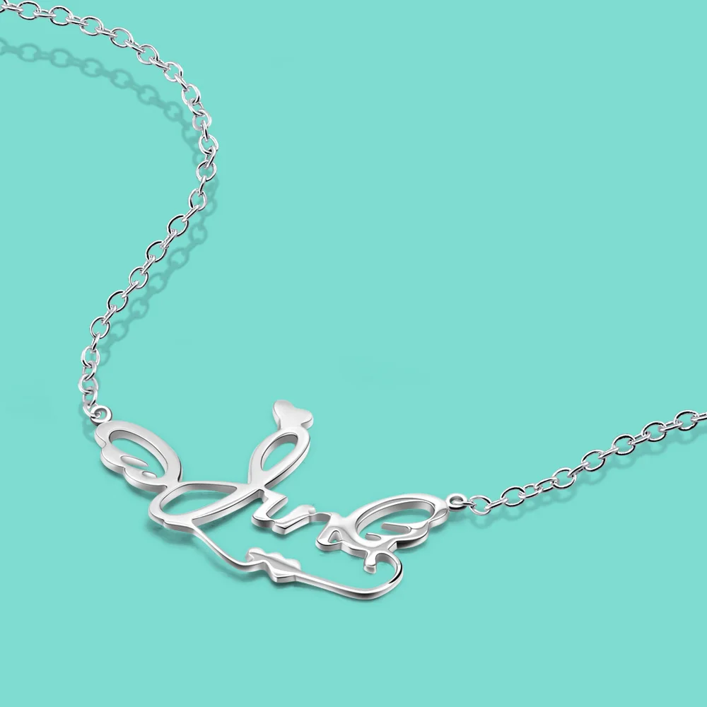 

Креативное женское ожерелье из стерлингового серебра 925 пробы с буквенным кулоном, серебряная цепочка, ожерелье для девочек-подростков, юве...