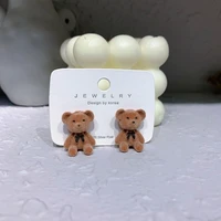 new design cute bear earrings cartoon girl earrings autumn and winter wild net red plush earrings for women