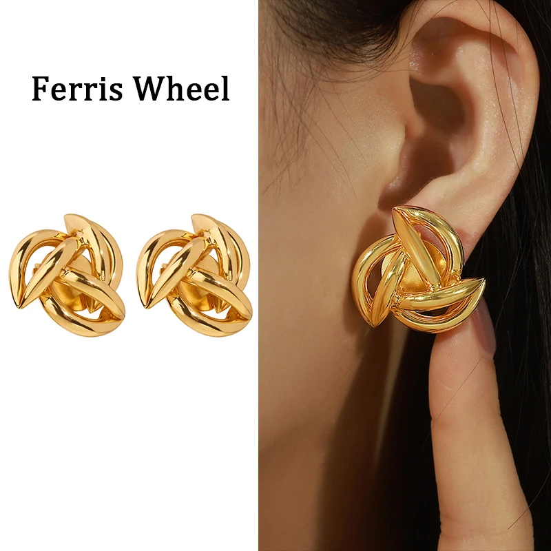 Женские металлические серьги-гвоздики позолоченные серьги в форме цветка 2024