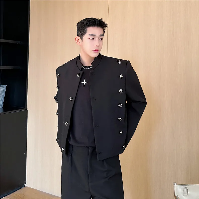 Мужская короткая куртка в китайском стиле однотонная ретро с воротником-стойкой