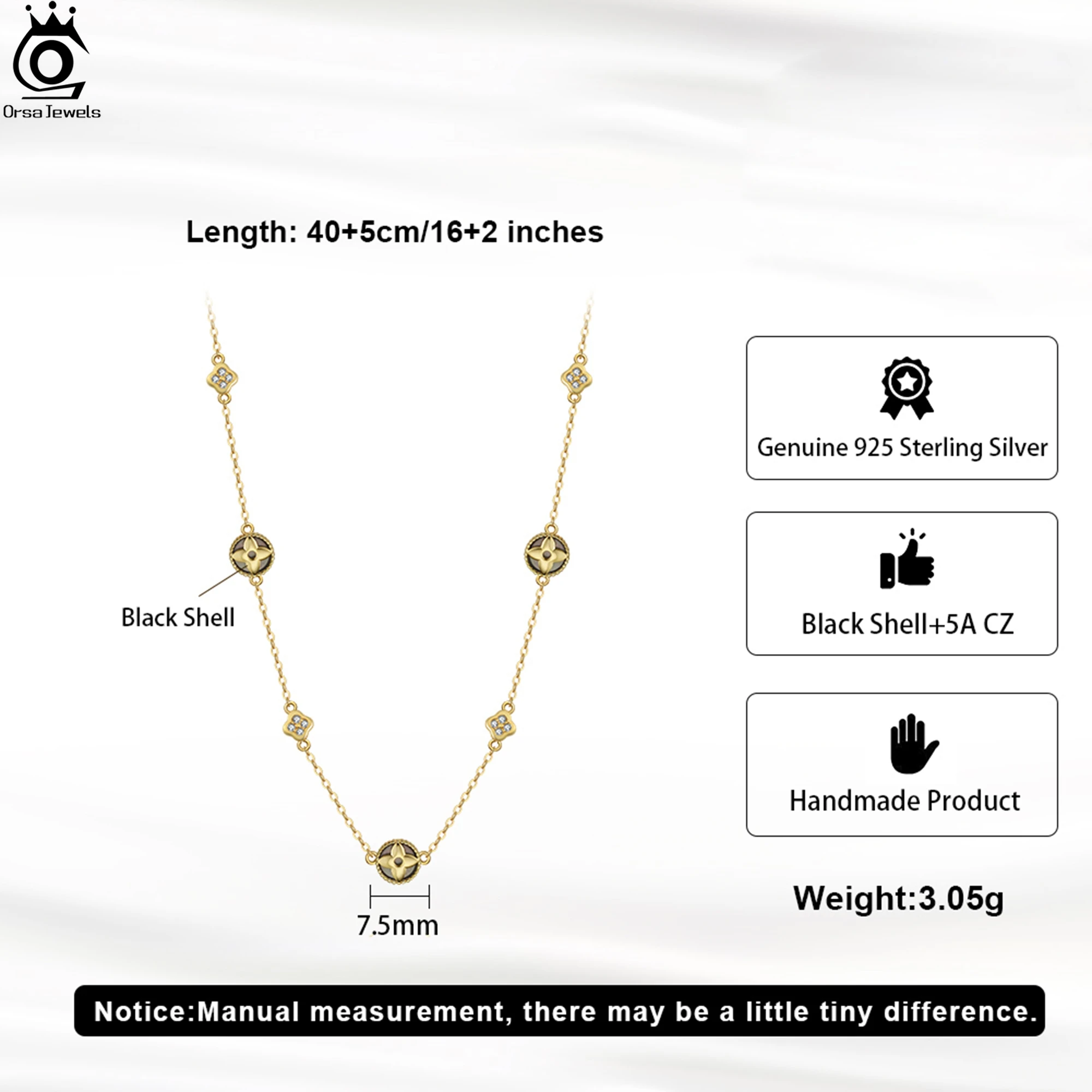 Фото ORSA JEWELS четырехлистный клеверный корпус О-цепочка-колье, ожерелье, 5А с кубическим цирконием, декор, цепочка на шею, счастливый символ, ювелирное изделие, подарок GMN64 №5