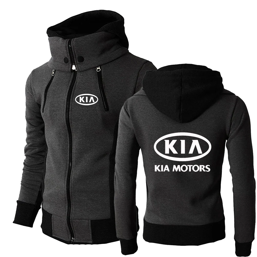 

2022 Kia Motors Car Logo Classic Mens Print Hoodies Muscle Sportswear England Hooded Male Wild Sweatshirt Zipper Pocket Coat