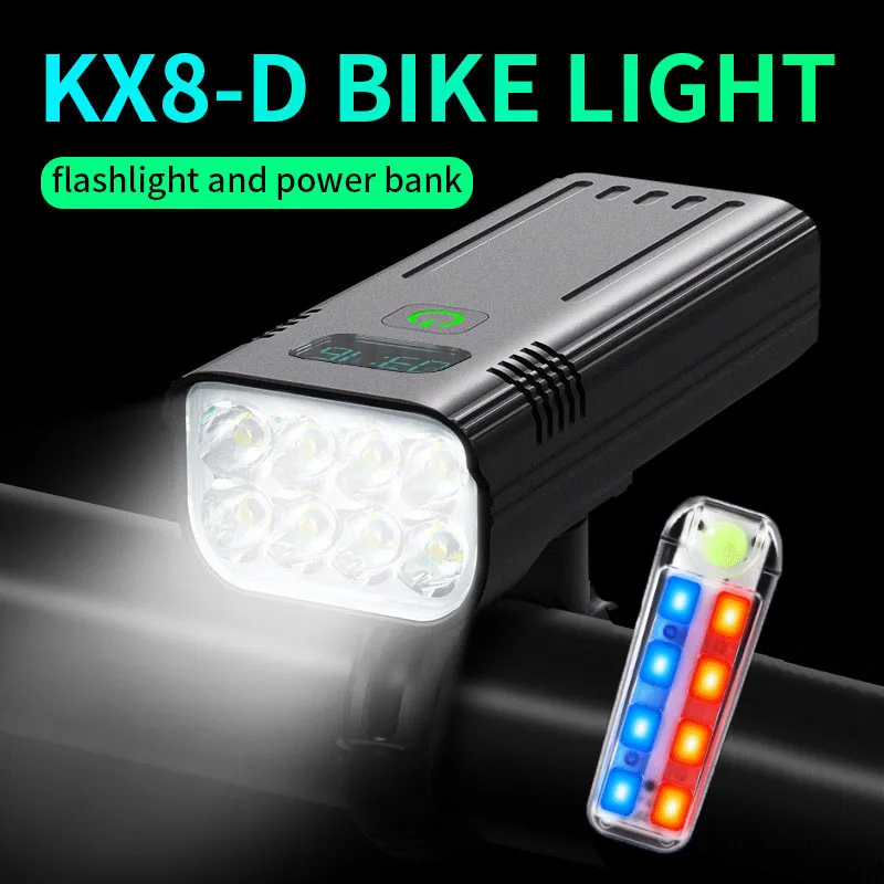 

5200mAH Digital Display Bike Light 8*T6 USB Rechargeable LED Bicycle Light Powerful Flashlight for Cycling Front and Rear Light