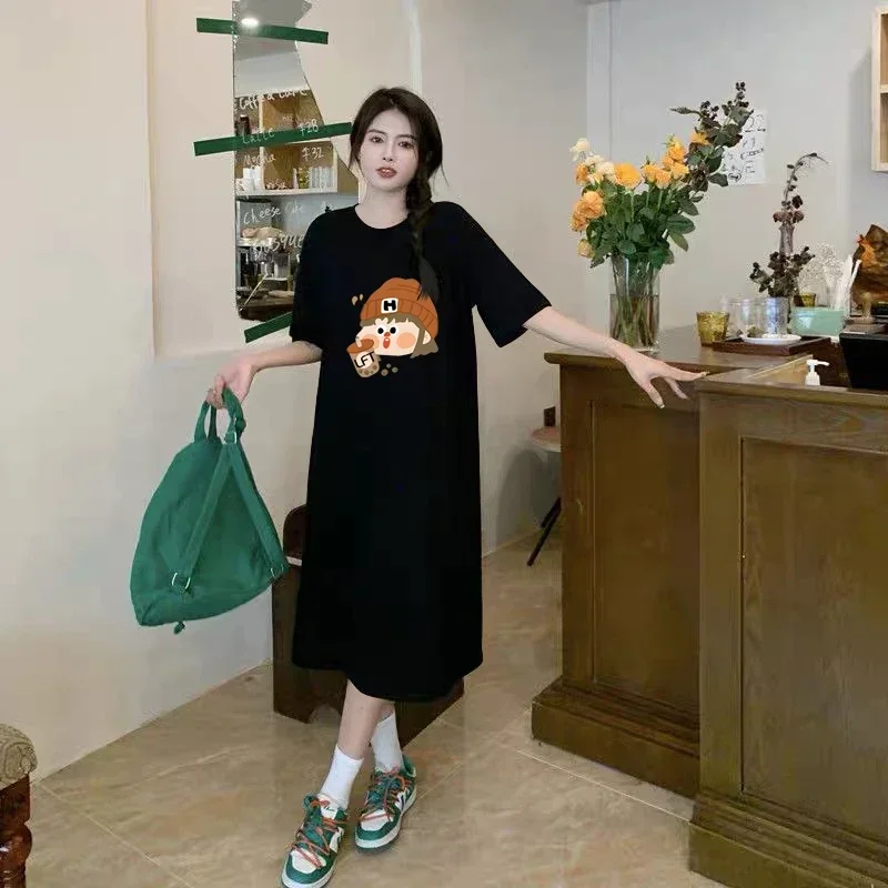 Модное женское летнее и осеннее платье с короткими рукавами принтом в Европе США