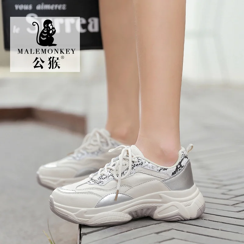 MALEMONKEY Casual Sport Shoes Women 2023 New Round Toe Lace-up Comfortable Ladies Concise Breathable Female Shoes Handmade