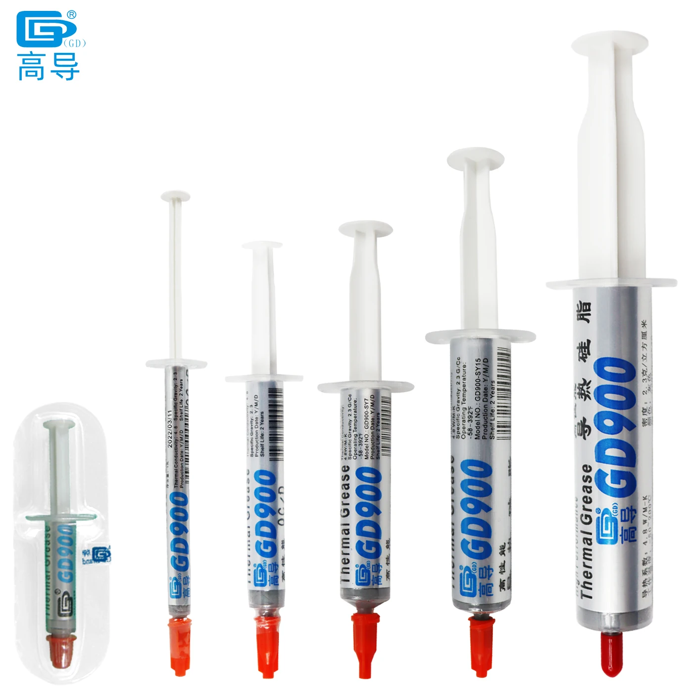 

Net Weight 1/3/7/15/30 Grams Syringe Packaging Gray GD900 Thermal Conductive Grease Paste Plaster CPU Heat Sink Commpound SSY