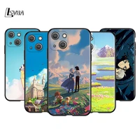 howls howls moving castle silicone cover for apple iphone 13 12 mini 11 pro xs max xr x 8 7 6s 6 plus 5s se black phone case
