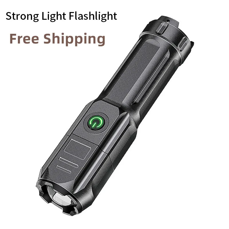 

New Telescopic Zoom Glare Flashlight USB Charging Compact Portable Spotlight Long-range Floodlight Outdoor Bicycle Light