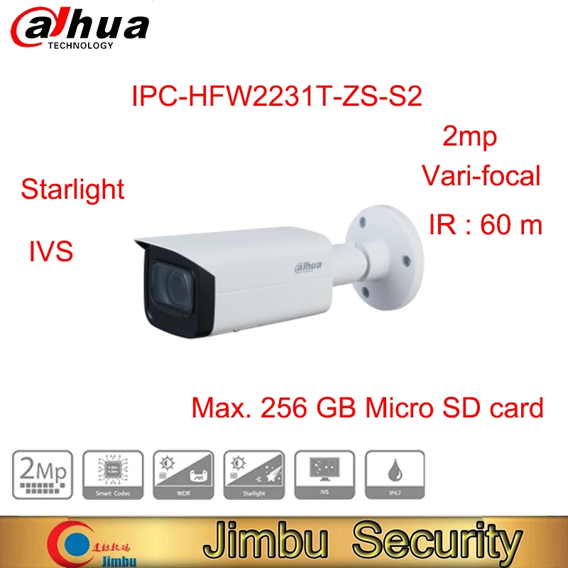 

Dahua 2MP Lite IR Vari-focal Bullet Network Camera IPC-HFW2231T-ZS-S2 IR distance: 60 m Built-in IR LED ip camera poe webcam