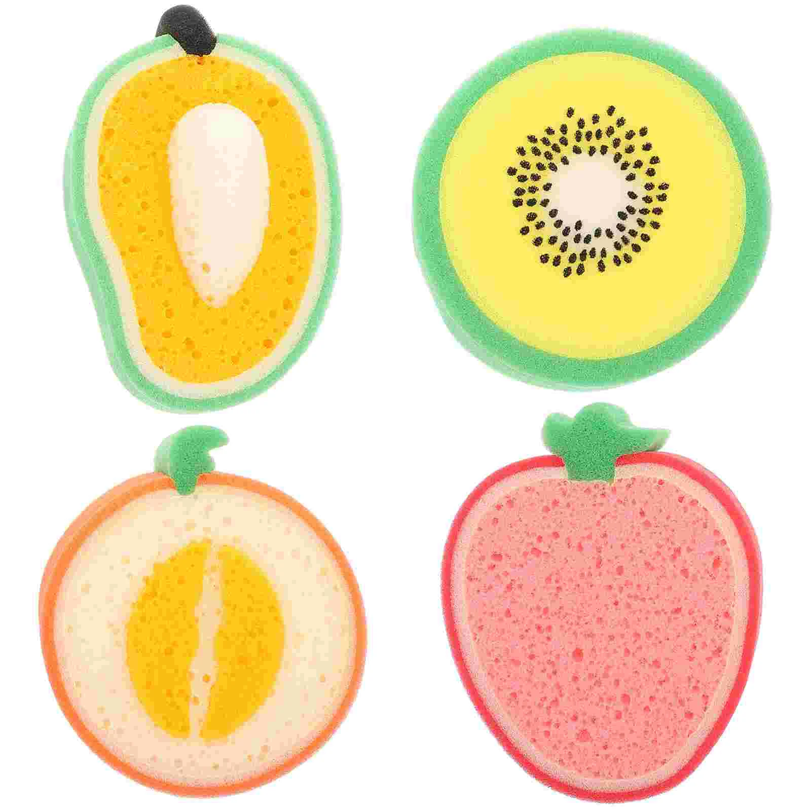 

4Pcs Convenient Fruit Shaped Restaurant Household Wash Sponges Dishwash Wipes For Restaurant for Kitchen Restaurant Home Bowls