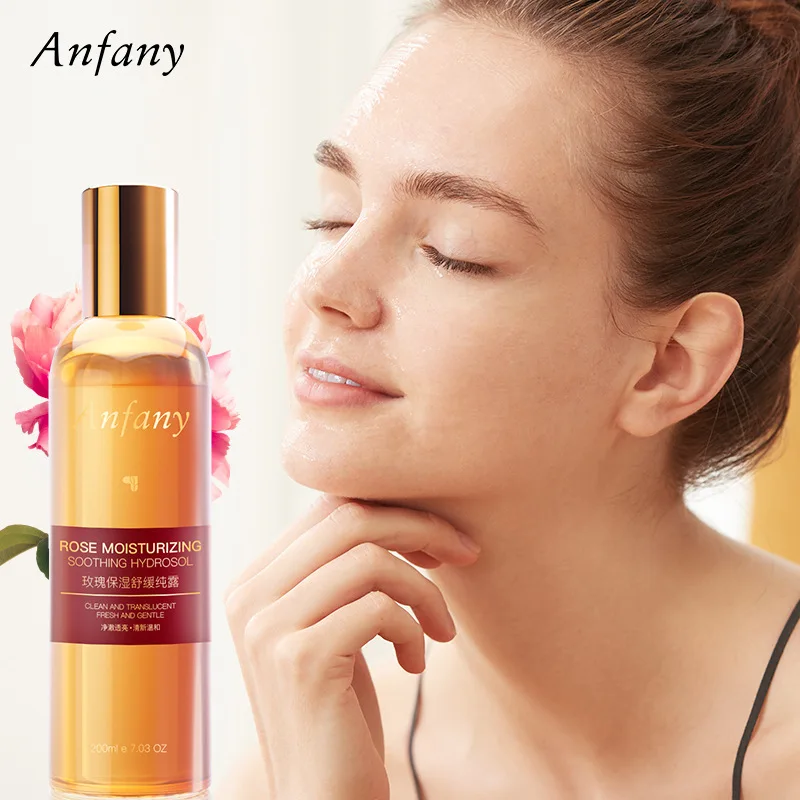 Anfany 200ml Soothing Hydrating Rose Hydrosol Hydration Moisturizing Light Yellow and Brightening Pore-shrinking Rose Water