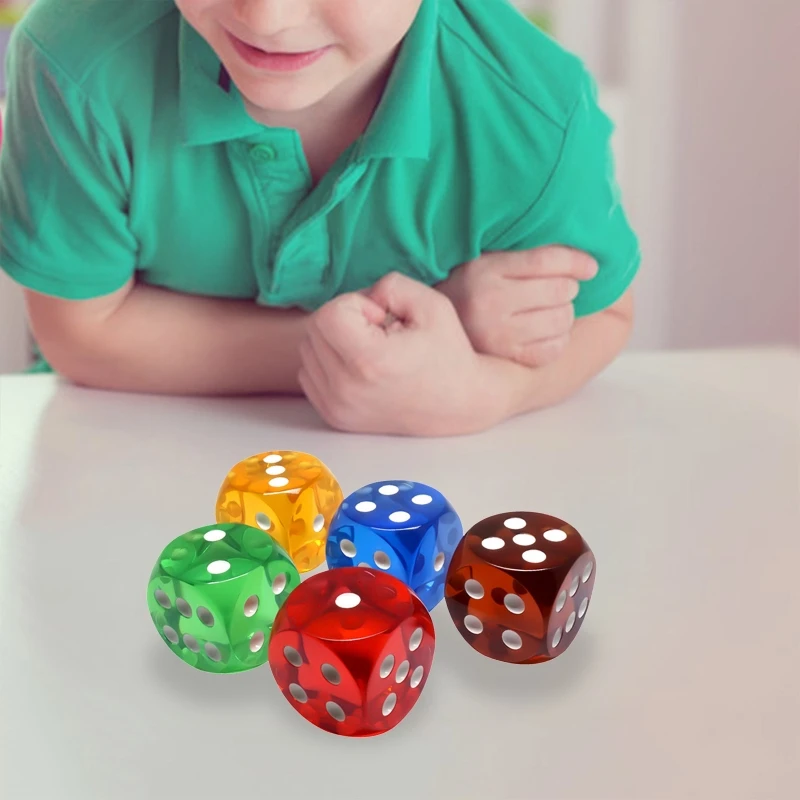 5 шт. прозрачные игральные кубики диаметром 25 мм |