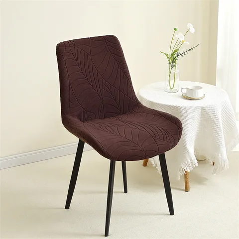 1/2/4/6 pcs., Jacquard curved covers on chairs with leaves, elastic covers for chairs, protection for chairs for hotel, wedding, kitchen, banquet