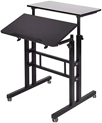 

Standing DeskAdjustable Height, Roling Sit-Stand Desk, Small Standing Computer Desk Workstation on Wheels, Sit Stand Up Desk for