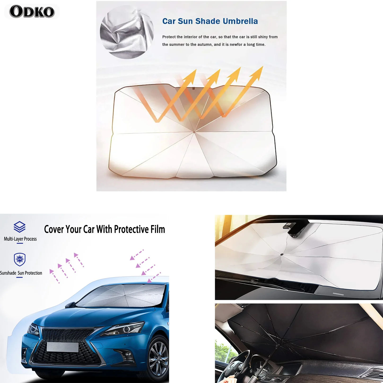 Солнцезащитный зонт для лобового стекла автомобиля простая установка легкий