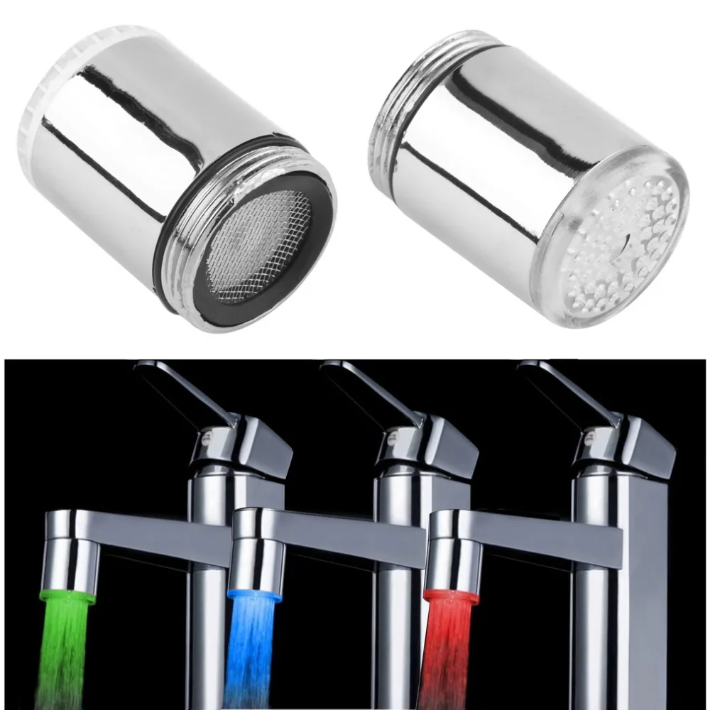 

LED Water Faucet Light 3 Colors Changing waterfall Glow Shower Stream Tap universal adapter Kitchen Bathroom Accessories