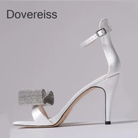 dovereiss 2022 fashion summer white 8cm stilettos heels sandals elegant pure color sexy party shoes buckle big size 40 41 42 43