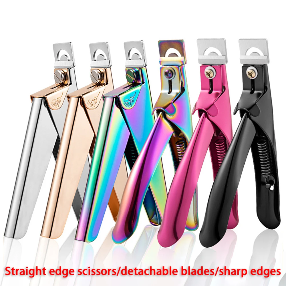 

Nail Cutting Titanium French U-Shaped Scissors Fake Stainless Steel Nails Clippers Extensions Pedicure Cutters Manicure Art Tool